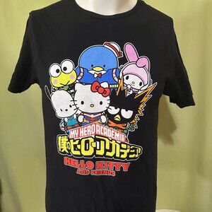 My Hero Academia X Hello Kitty T Men's Black Shirt Medium Cartoon Sanrio Anime